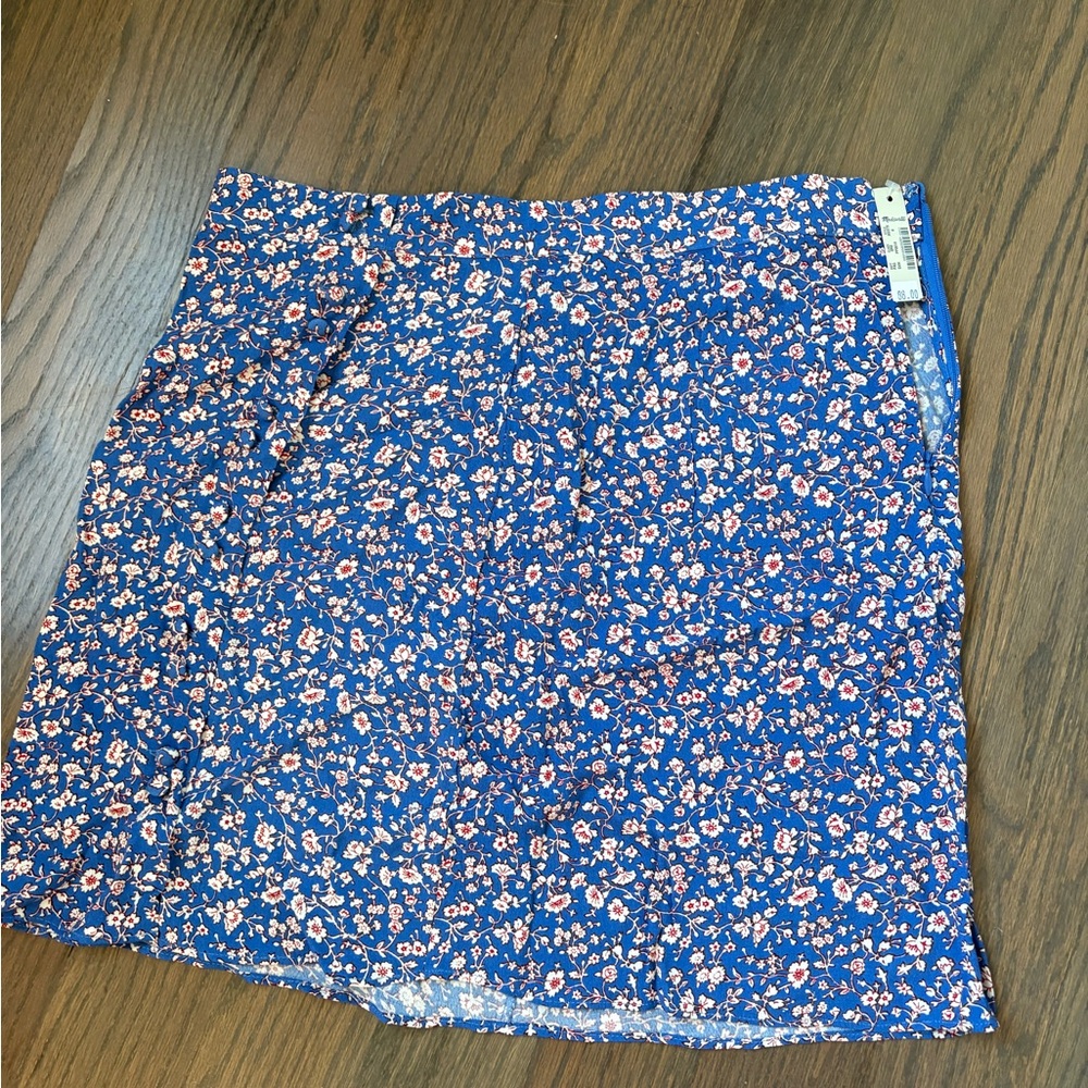 Madewell Blue Floral Mini Skirt